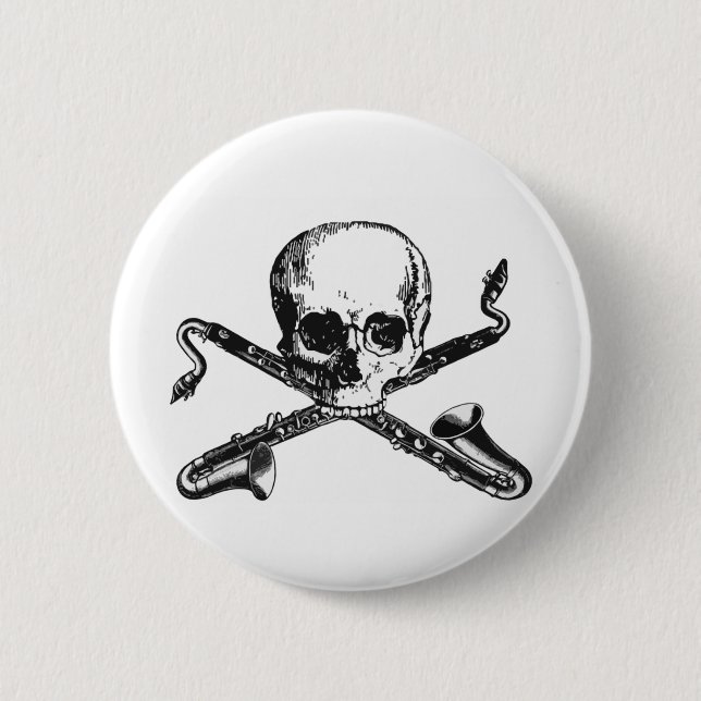 Macaron Rond 5 Cm Pirate de clarinette basse (Devant)