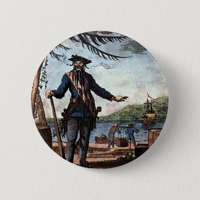 Macaron Rond 5 Cm Pirate effrayant Blackbeard ! (Devant)