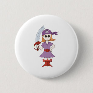 Macaron Rond 5 Cm Pirate Girl