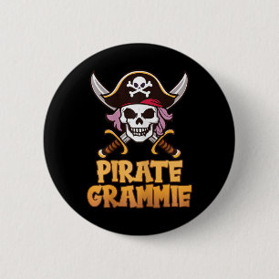Macaron Rond 5 Cm Pirate Grammie Drôle Capitaine Grandma Halloween C