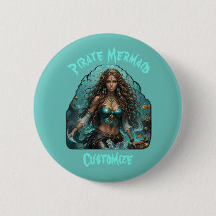 Macaron Rond 5 Cm Pirate Mermaid Lady Thunder_Cove