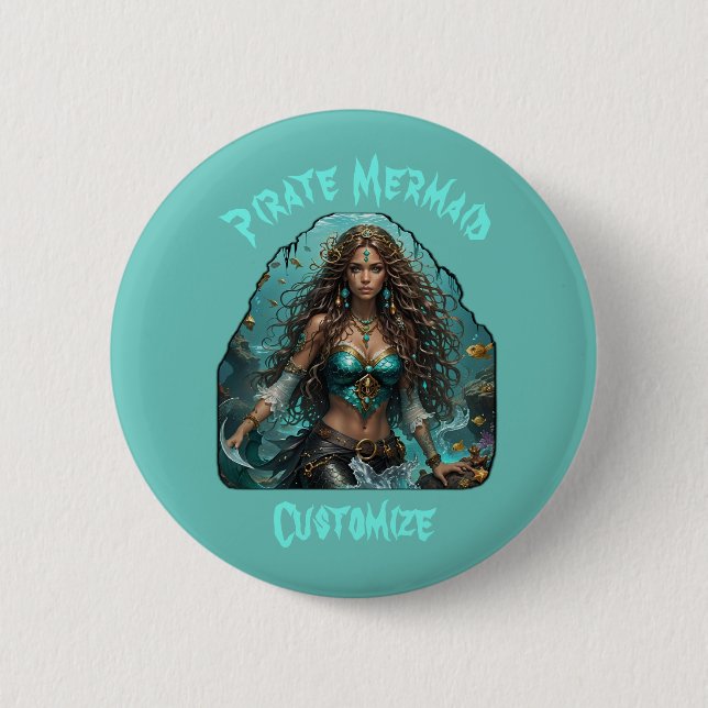 Macaron Rond 5 Cm Pirate Mermaid Lady Thunder_Cove (Devant)
