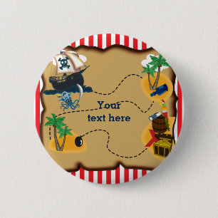 Macaron Rond 5 Cm Pirate Treasure Map Birthday Party Pin BUTTON