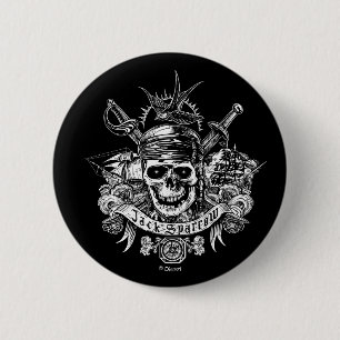 Macaron Rond 5 Cm Pirates des Caraïbes 5  Crâne Jack Sparrow