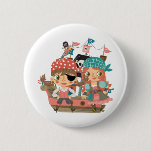 Macaron Rond 5 Cm Pirates Girly