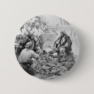 Macaron Rond 5 Cm Pirates Vintage comptant leurs trésors et butin