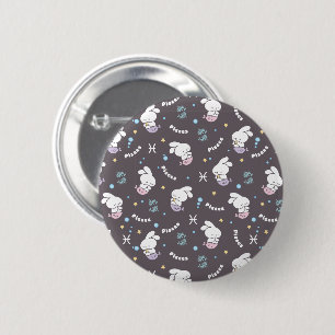 Macaron Rond 5 Cm Pisces Zodiac Harmonie : Bunny Mermaids Motif