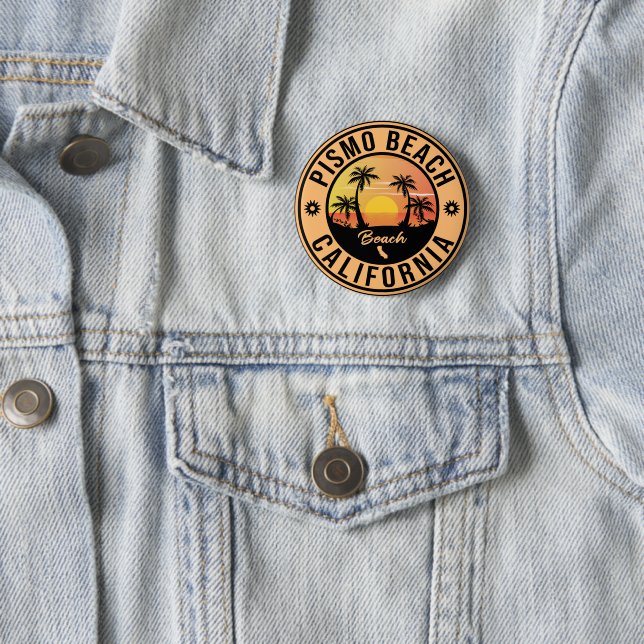 Macaron Rond 5 Cm Pismo Beach California Sunset Vacances Souvenirs (En situation)