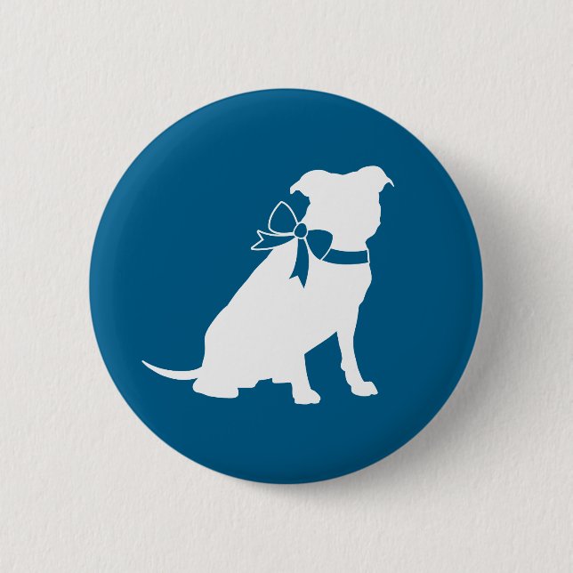 Macaron Rond 5 Cm Pit Bull Baby shower Pitbull Chien Blue Boy (Devant)
