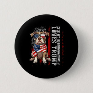 Macaron Rond 5 Cm Pit Bull Terrier Même Mon Chien Aime Trump Drôle D