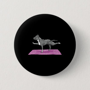 Macaron Rond 5 Cm Pitbull faisant du Yoga Pitbull drôle amateur de c