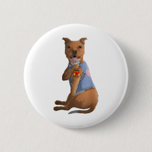 Macaron Rond 5 Cm Pitbull I Love Maman Tattoo Chien Chemise Drôle Mè