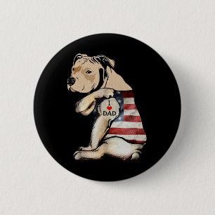 Macaron Rond 5 Cm Pitbull I Love Papa Tattoo Fête des pères