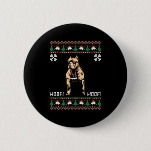 Macaron Rond 5 Cm Pitbull Ugly Christmas Sweater