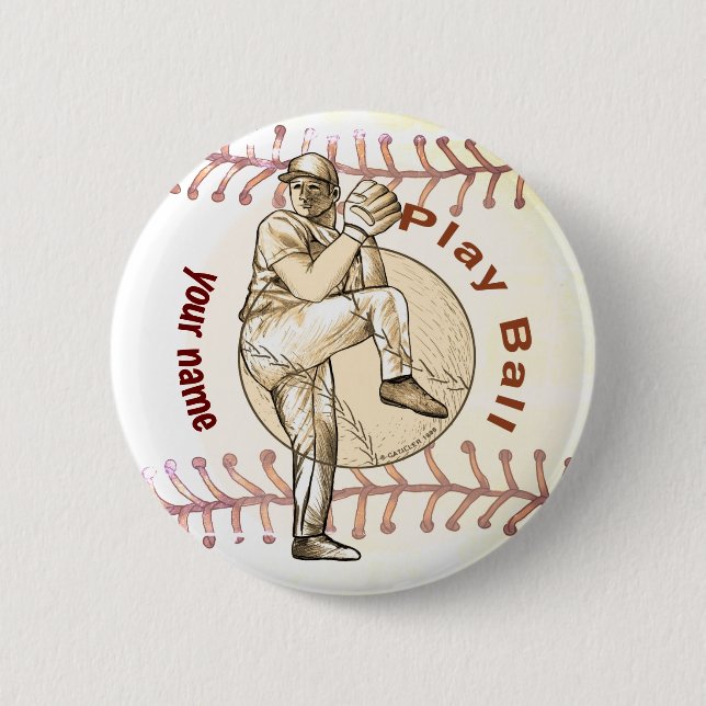 Macaron Rond 5 Cm Pitcher Play Baseball (Devant)