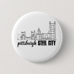 Macaron Rond 5 Cm Pittsburgh Skyline