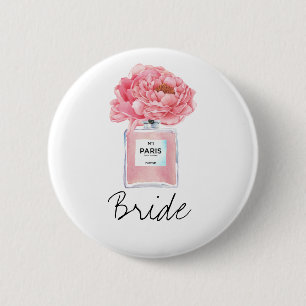Macaron Rond 5 Cm Pivoines roses et parfum de mariée