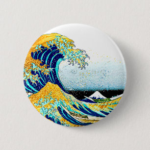 Macaron Rond 5 Cm PixDezines Vintage Great Wave Hokusai 斎 の 葛’飾
