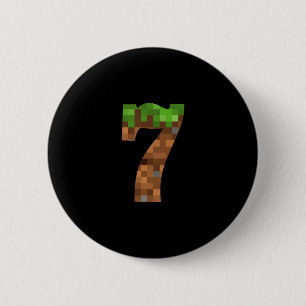 Macaron Rond 5 Cm Pixel 7e anniversaire Numéro sept 7 ans 7e Vid