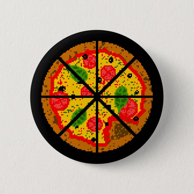 Macaron Rond 5 Cm Pizza de pixel (Devant)