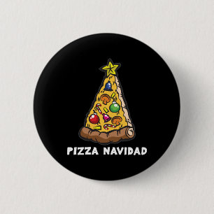 Macaron Rond 5 Cm PIZZA NAVIDAD Humour italien de sapin de Noël