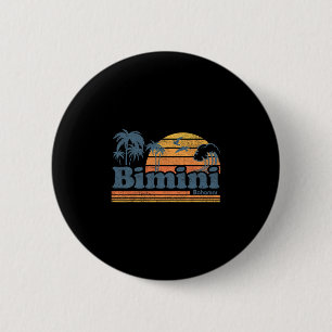 Macaron Rond 5 Cm Plage de Bimini Hamas Vacances d'été Soleil Rétro
