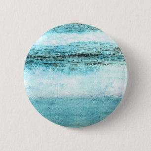 Macaron Rond 5 Cm Plage de Blue Ocean Waves