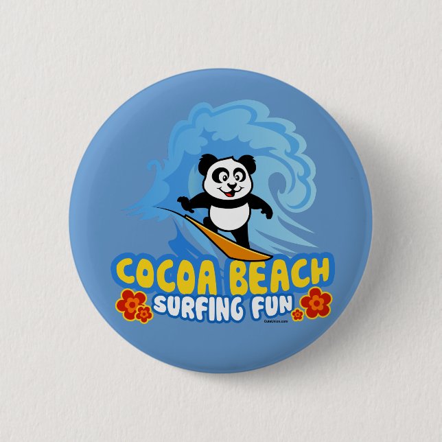 Macaron Rond 5 Cm Plage de Cocoa Plage Plaisir Surf (Devant)