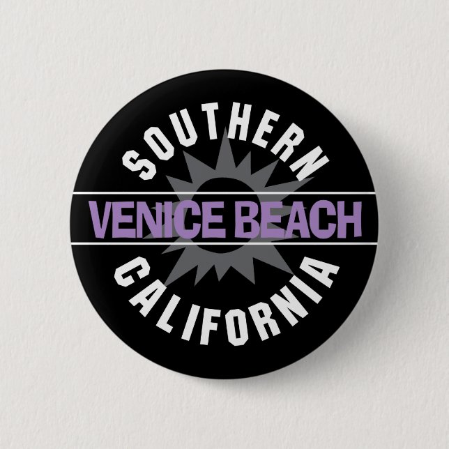 Macaron Rond 5 Cm Plage de la Californie du sud - de Venise (Devant)