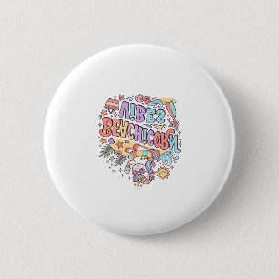 Macaron Rond 5 Cm Plage de Licorne Vibes Fantaisiste Fond Blanc