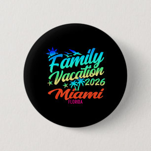 Macaron Rond 5 Cm Plage de Miami Floride Vacances en Famille Été 202