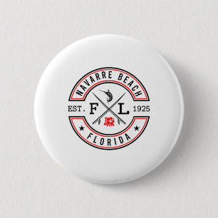 Macaron Rond 5 Cm Plage de Navarre Floride Fl Rétro Surfeur Devant l