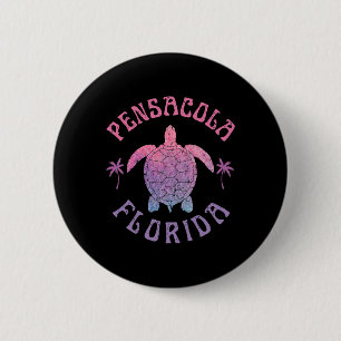 Macaron Rond 5 Cm Plage de Pensacola Floride Tortue de mer Vacances