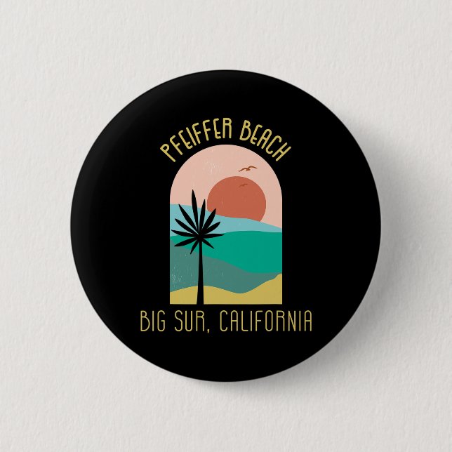 Macaron Rond 5 Cm Plage de Pfeiffer Big Sur Californie - Vacances Bo (Devant)