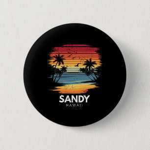 Macaron Rond 5 Cm Plage de sable Hawaii Planche de surf Surf vintage