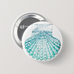 Macaron Rond 5 Cm plage d'été turquoise couleur bleu mermaid coquill