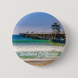 Macaron Rond 5 Cm Plage et jetée de Californie du Sud à San Clemente