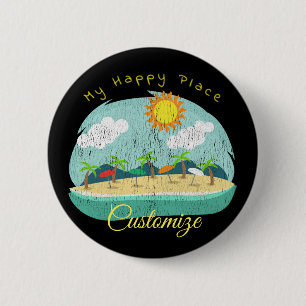 Macaron Rond 5 Cm Plage Happy Place Thunder_Cove