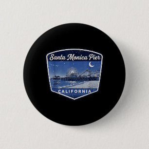 Macaron Rond 5 Cm Plage océanique nocturne de Santa Monica en Califo