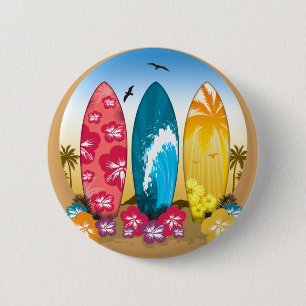 Macaron Rond 5 Cm Plage Surboard