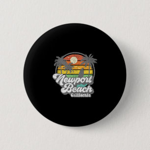 Macaron Rond 5 Cm Plage vintage de Newport Beach Californie Ca Surf
