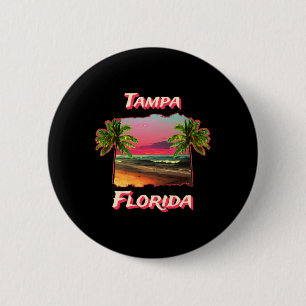Macaron Rond 5 Cm Plages de Tampa Floride
