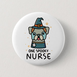 Macaron Rond 5 Cm Plaisir pour Halloween Une infirmière Éffrayante D