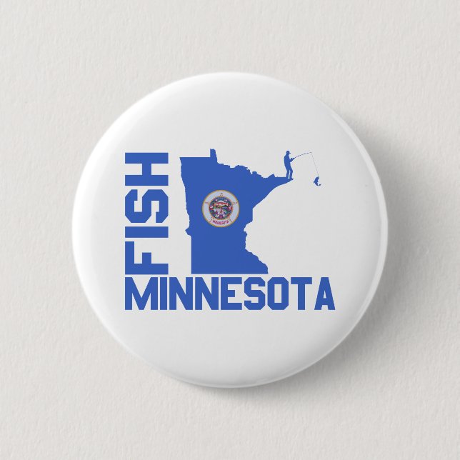 Macaron Rond 5 Cm Plan de l'État du Minnesota de Poisson (Devant)