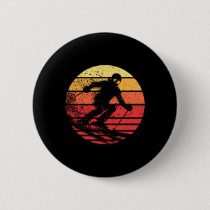 Macaron Rond 5 Cm Planche à neige Coucher de soleil Sports d'hiver S