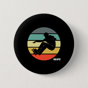 Macaron Rond 5 Cm Planche à roulettes Rétro Vintage Skateboarder Ska