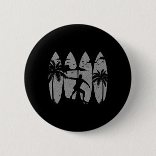 Macaron Rond 5 Cm Planche de surf Surfeur Surf vintage Plage Été Sur