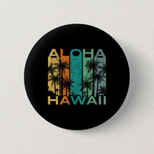 Macaron Rond 5 Cm Planche de surf vintage Aloha Hawaii
