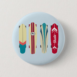 Macaron Rond 5 Cm Planches à roulettes Vintages