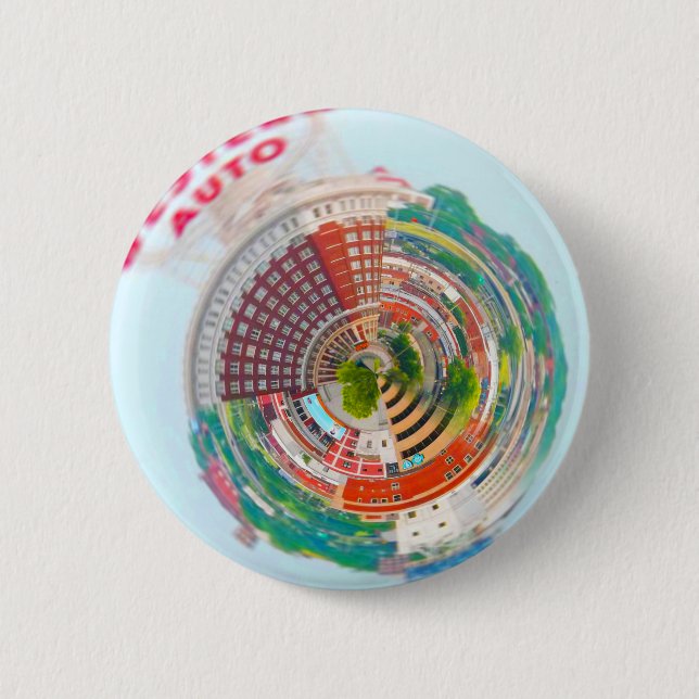 Macaron Rond 5 Cm Planète minuscule Kansas City de construction (Devant)